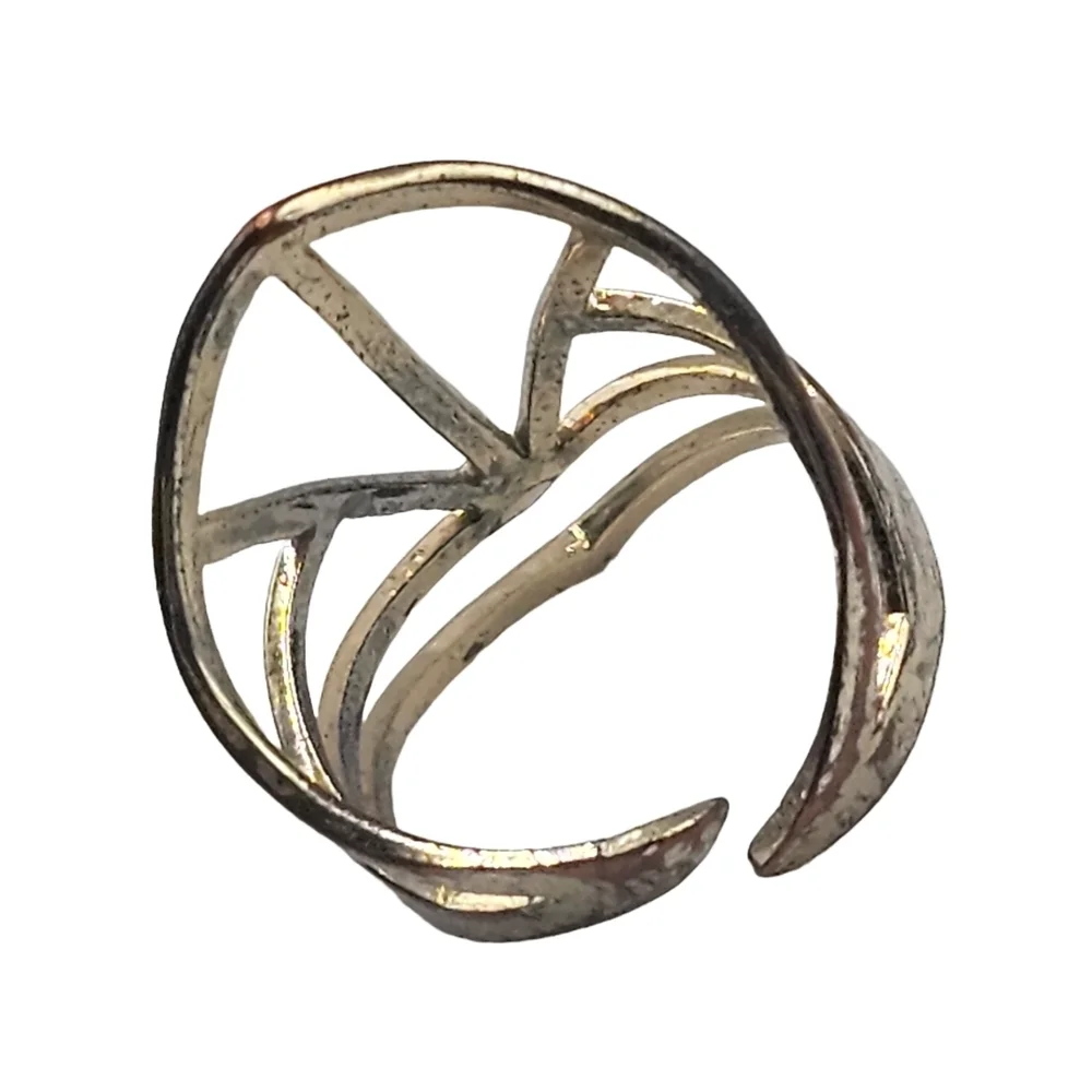 Geometric Open Cuff Ring (Size 8, Adjustable)